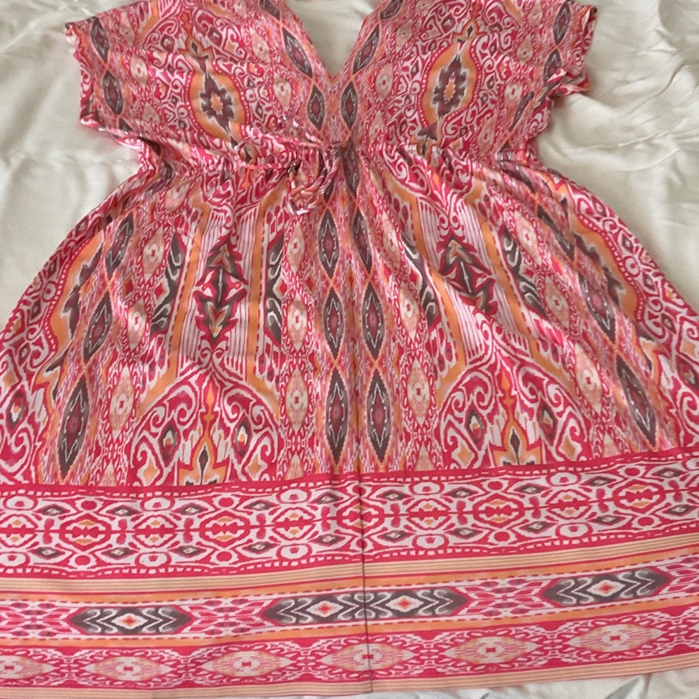 Hale Bob Pink and Orange Patterned Dress